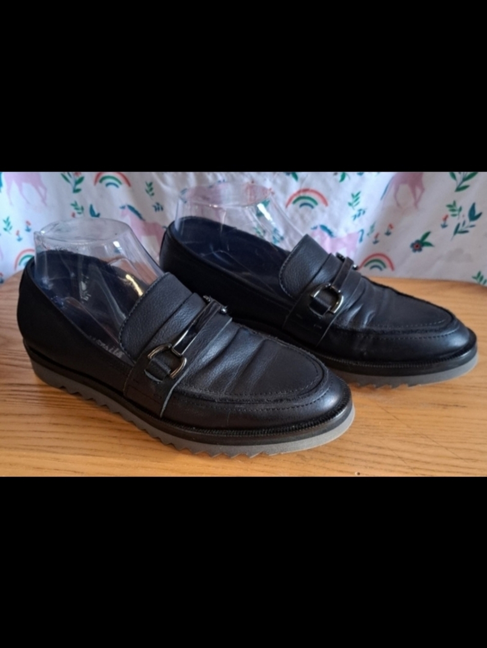 NWOT Aquatalia Feliciana Black Smooth Leather Chunky Preppy Loafer Shoe SZ 6.5